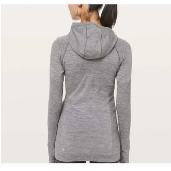 Lululemon Wool Swiftly 1/2 Zip Hoodie Heather Gray Womens Size 4 - Picture 14 of 14